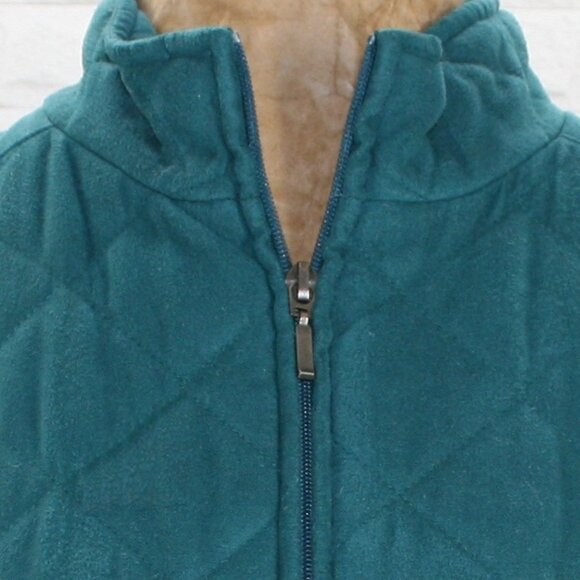 CROFT & BARROW Vest Quilted Gorpcore Suede Puffer Teal Blue Green PM - Picture 2 of 12